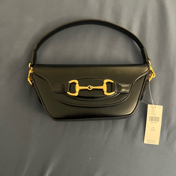 NWT Anthropologie Mini Horsebit Structured Handbag Black - Picture 5 of 6